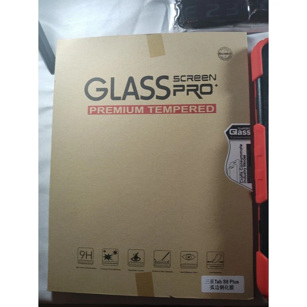 360° Red Rotating Case Samsung Galaxy Tab S9 Plus 12.4-Inch w/ Screen Protector